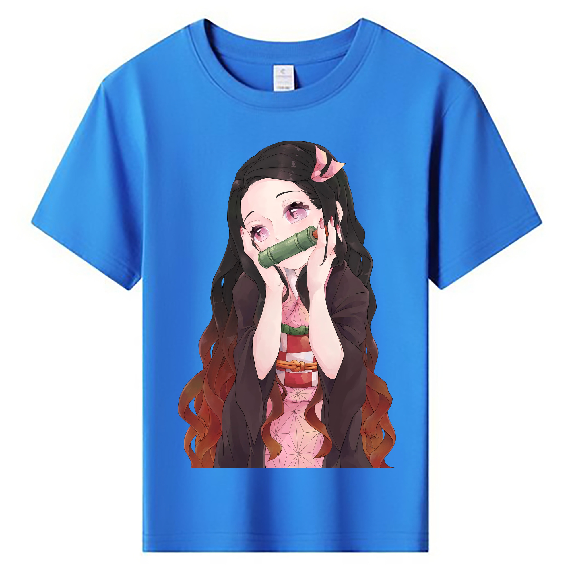 （画像用） 鬼滅の刃（きめつのやいば）竈門 禰󠄀豆子／かまど ねずこ Kamado Nezuko 綿100％キッズTシャツ（フロントプリント）